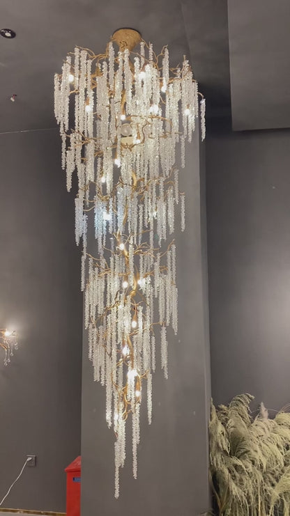 HomeDor Extra Large Tassel Tree Branch Crystal Chandelier