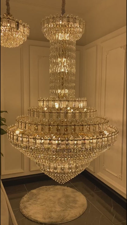 HomeDor Premium Luxury Extra Large Round Multi-layer Crystal Chandelier