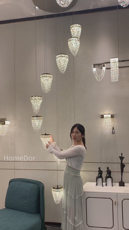 HomeDor Premium Modern Luxury Floating Crystal Conch Chandelier