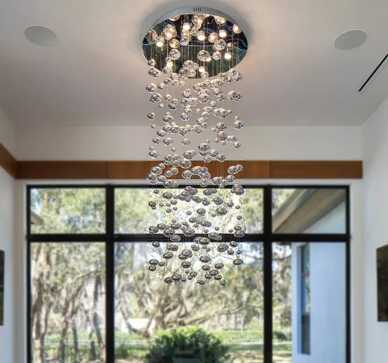 HomeDor Modern Bubbles RainDrop Chandelier with Round Top