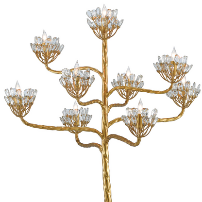 HomeDor Vintage Brass Crystal Flower Tree Floor Lamp