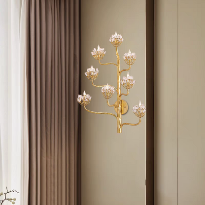 HomeDor Creative Crystal Flower Tree Wall Sconce