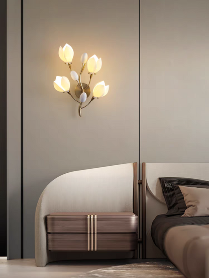 HomeDor Premium Ceramic Magnolia Wall Sconce