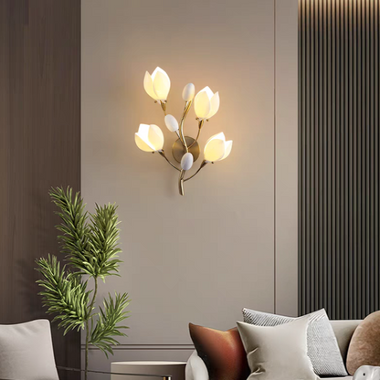 HomeDor Premium Ceramic Magnolia Wall Sconce