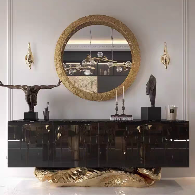 HomeDor Luxury Glossy Black TV Cabinet