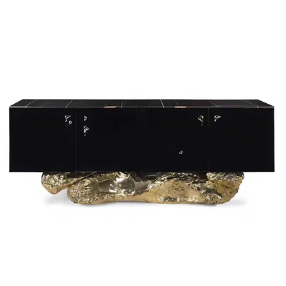 HomeDor Luxury Glossy Black TV Cabinet