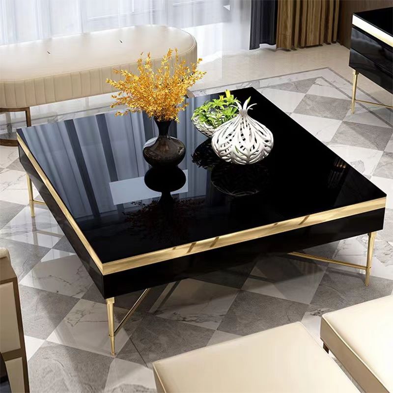 HomeDor Luxury Stainless Steel & Glass Coffee Table in Black/Gold