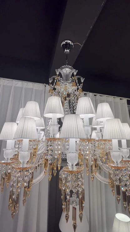 Luxury Classic Premium Laurel Lampshade Amber Crystal Chandelier