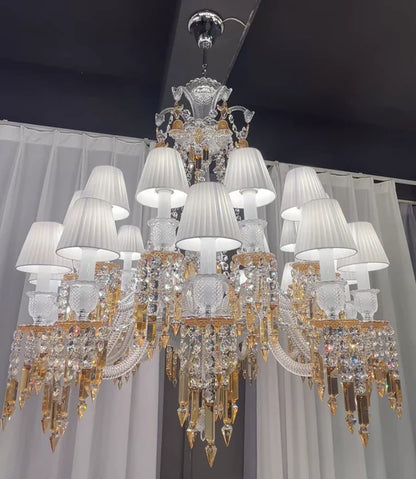 Luxury Classic Premium Laurel Lampshade Amber Crystal Chandelier