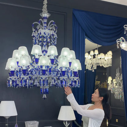 HomeDor Vintage Premium Blue Crystal Lampshade Chandelier