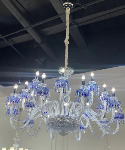 HomeDor Premium Modern Fancy Light Blue Crystal Chandelier