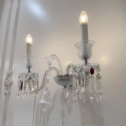 HomeDor Premium Luxury 2-Arm Candle Crystal Wall Sconce