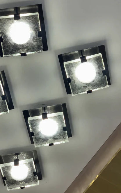 HomeDor Modern Square Glass Wall Light/Flush Mounted Chandelier