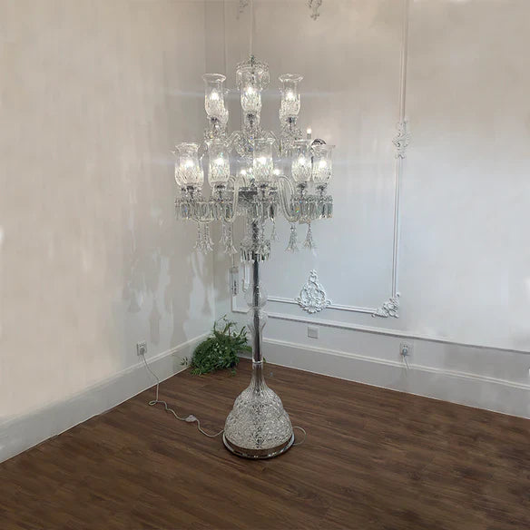 HomeDor Luxury Classic Tulip Flower Shape Crystal Floor Lamp